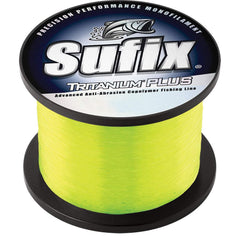 Sufix Tritanium Plus 14 lb chartreuse spool for long casts and abrasion resistance