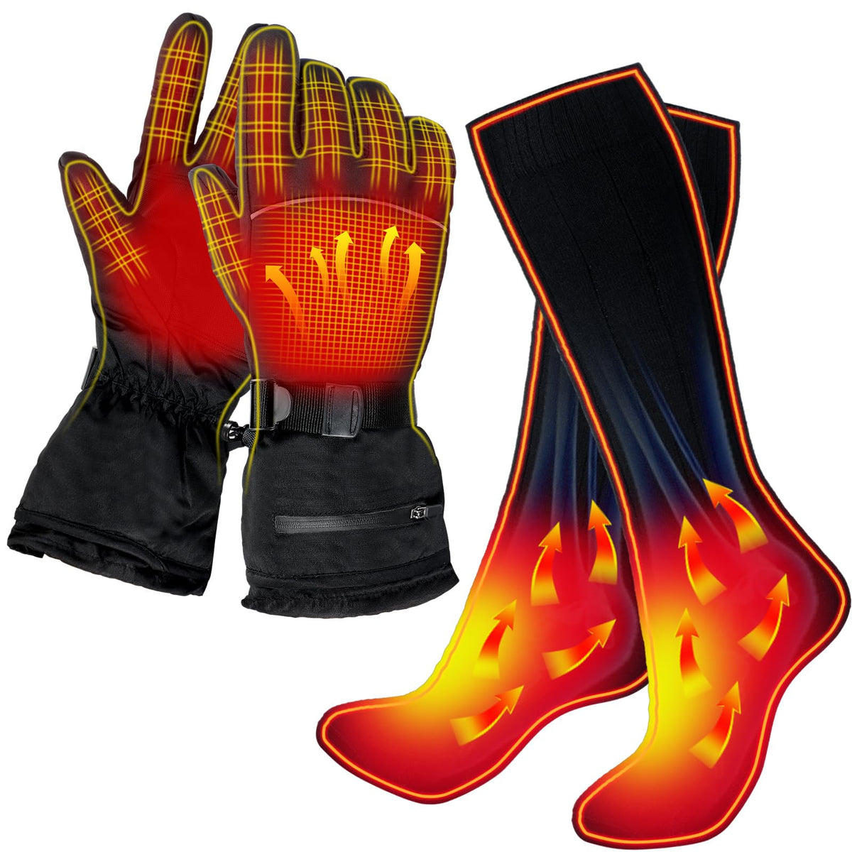 Suhine heated gloves and socks winter package warming hands and feet.