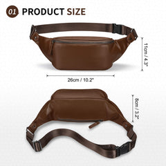 SUIKIHUM Soft Leather Fanny Pack adjustable strap for customizable fit.