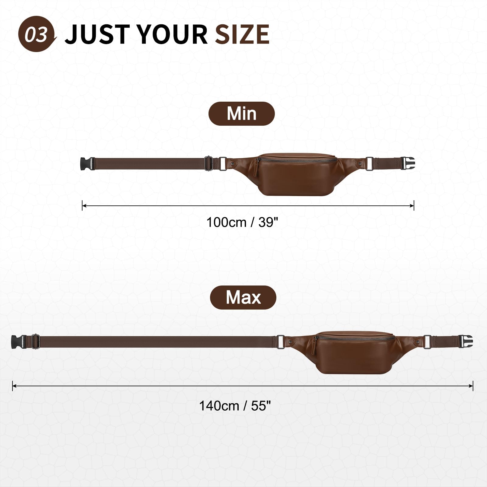 SUIKIHUM Soft Leather Fanny Pack back pocket for secure valuables.