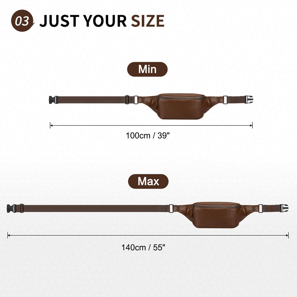 SUIKIHUM Soft Leather Fanny Pack back pocket for secure valuables.