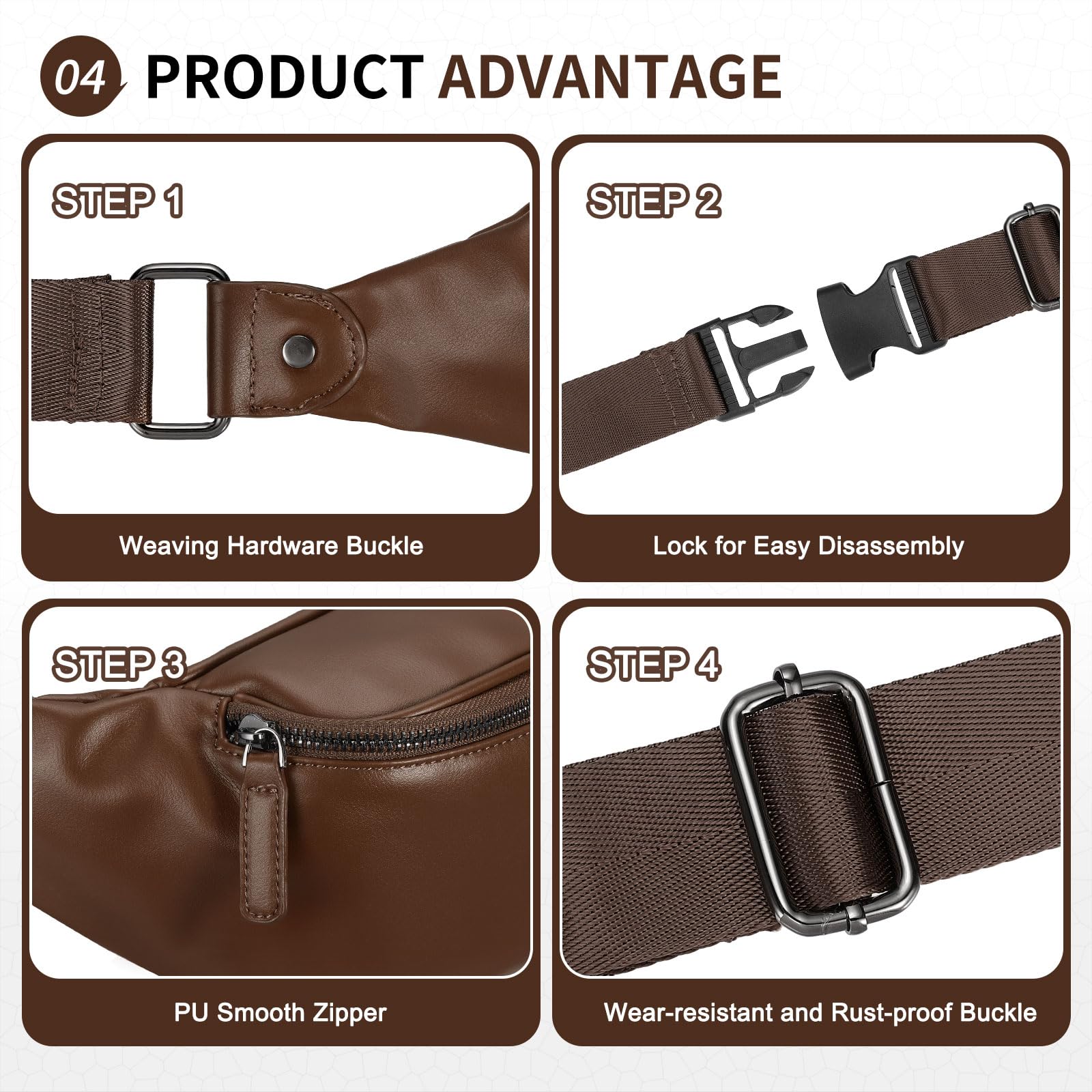 SUIKIHUM Soft Leather Fanny Pack travel-use setup.