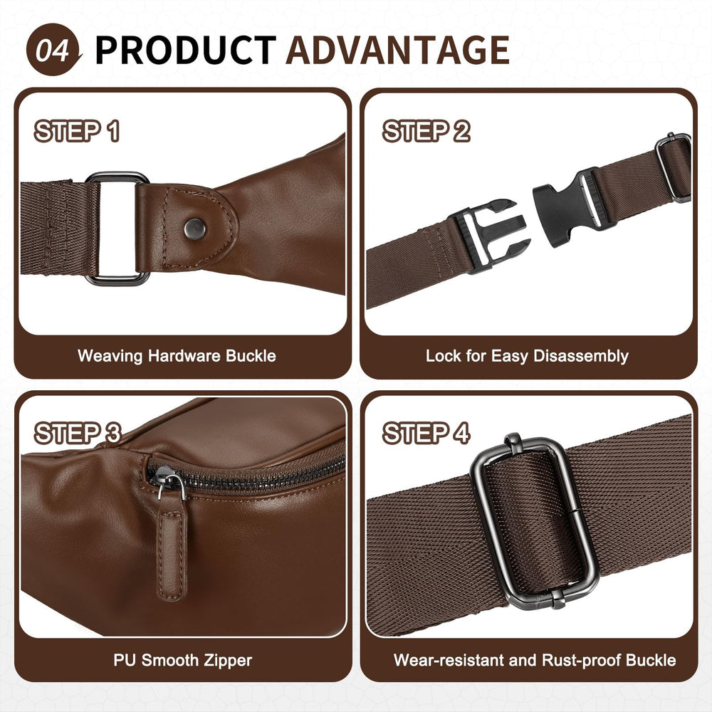 SUIKIHUM Soft Leather Fanny Pack travel-use setup.