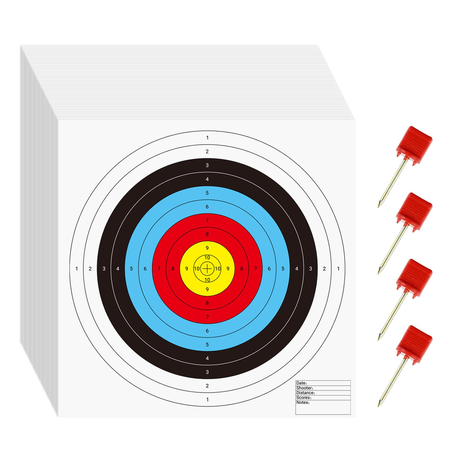 Suituts bullseye paper targets for precise at-home practice.