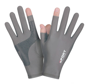 SUJAYU fishing gloves grey large front view