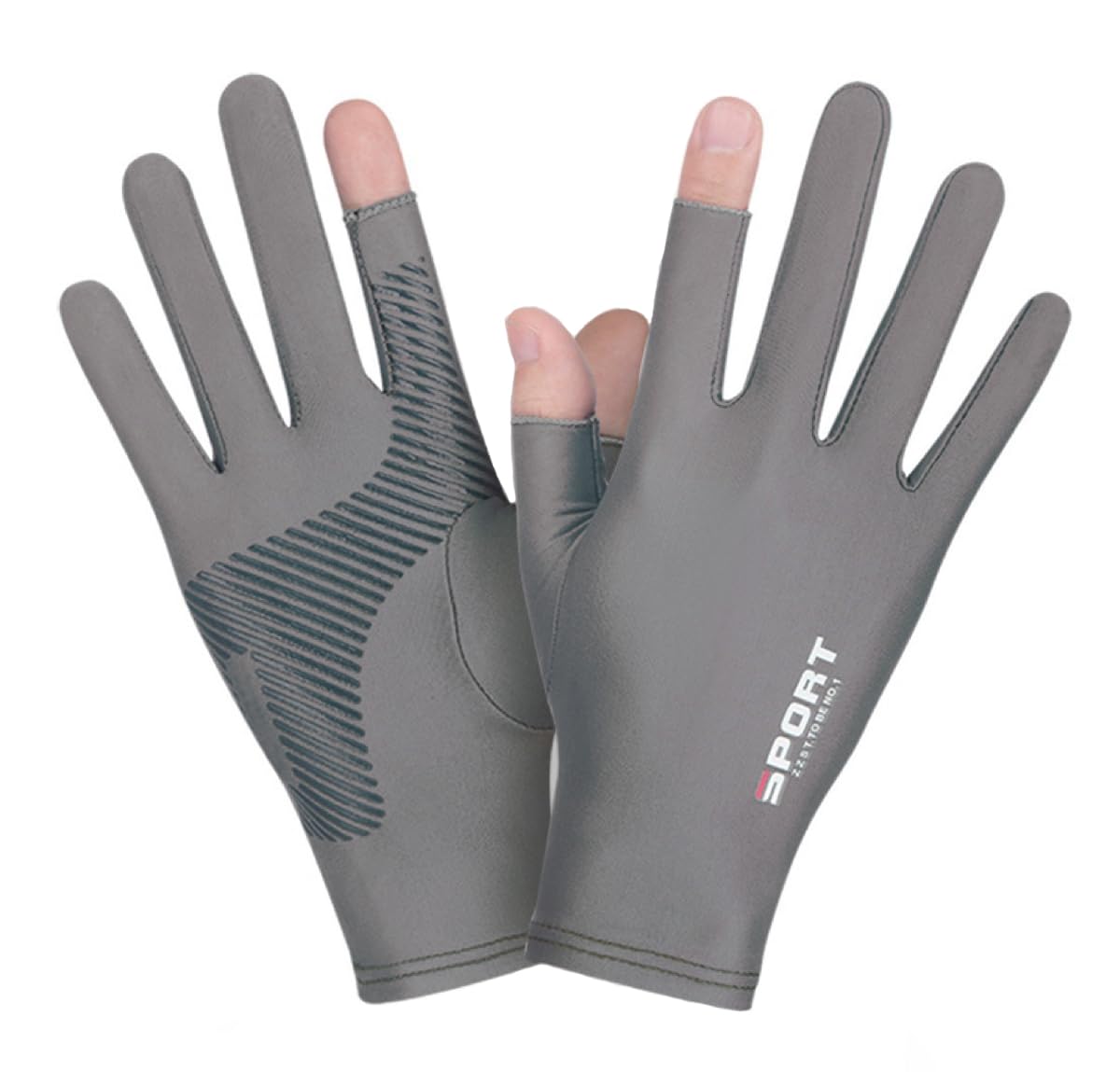 SUJAYU fishing gloves grey large front view
