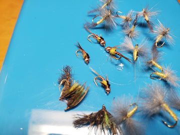 Sulfur Life Cycle Fly Selection cripple pattern close-up, for subtle hatch mimicry.