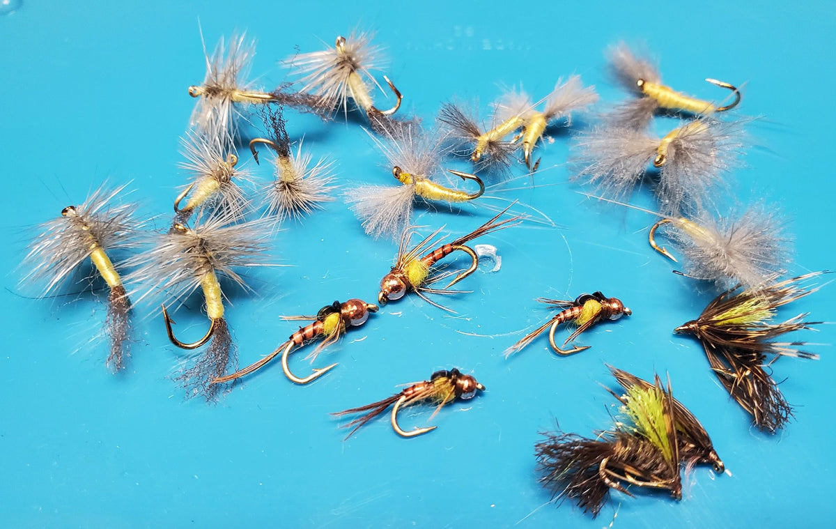 Sulfur Life Cycle Fly Selection dry fly close-up, ideal for matching Mayfly hatches.