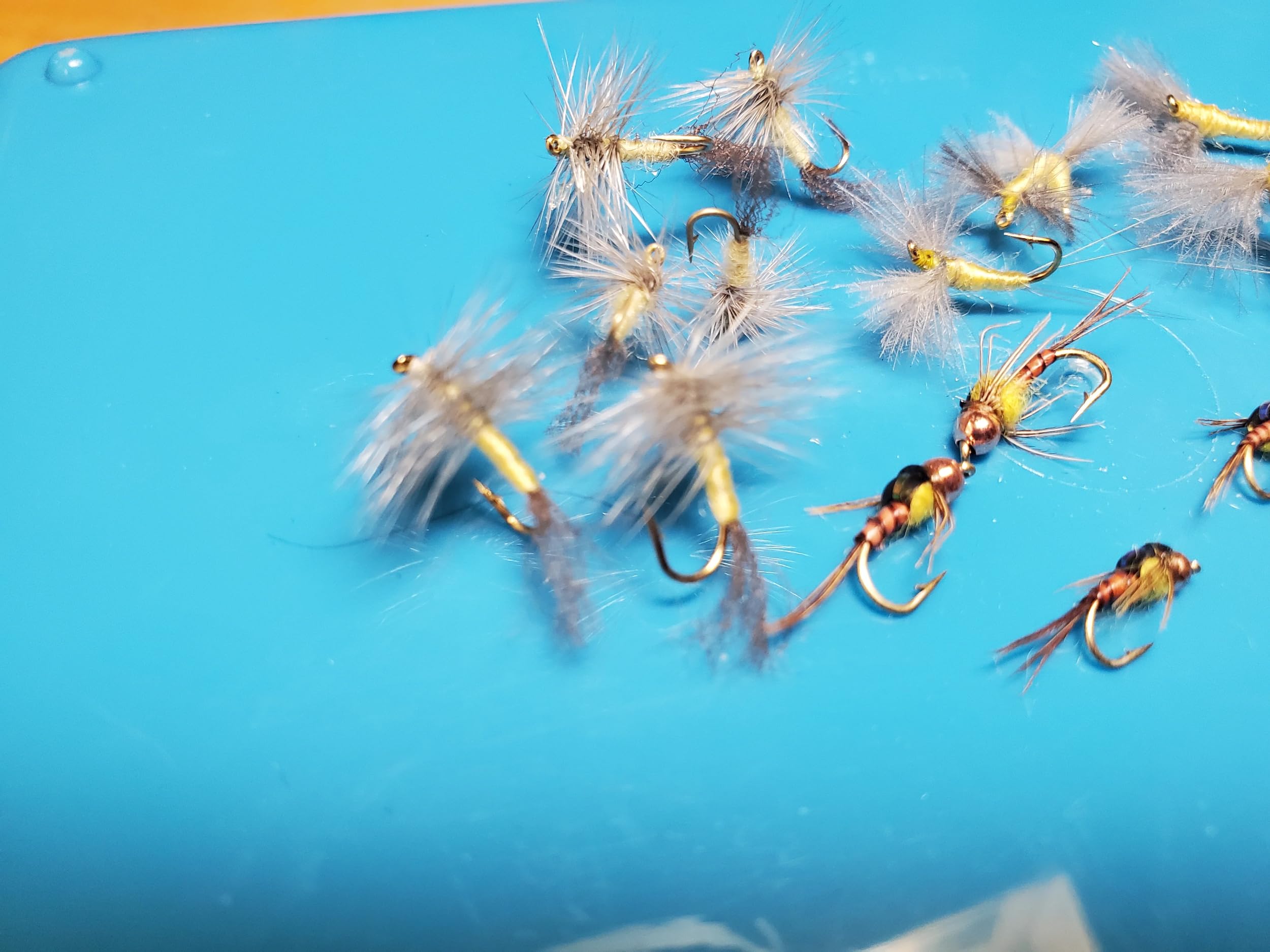 Sulfur Life Cycle Fly Selection nymph close-up, emphasizing durable body construction.