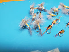 Sulfur Life Cycle Fly Selection nymph close-up, emphasizing durable body construction.