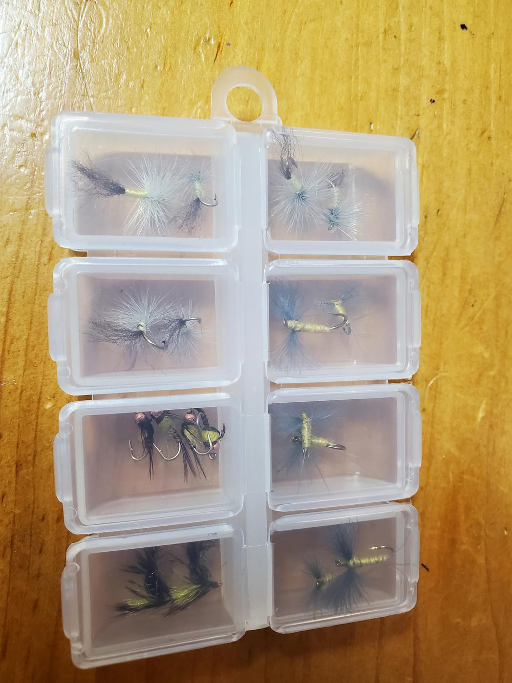 Sulfur Life Cycle Fly Selection pattern set display, illustrating hatch-specific variety.