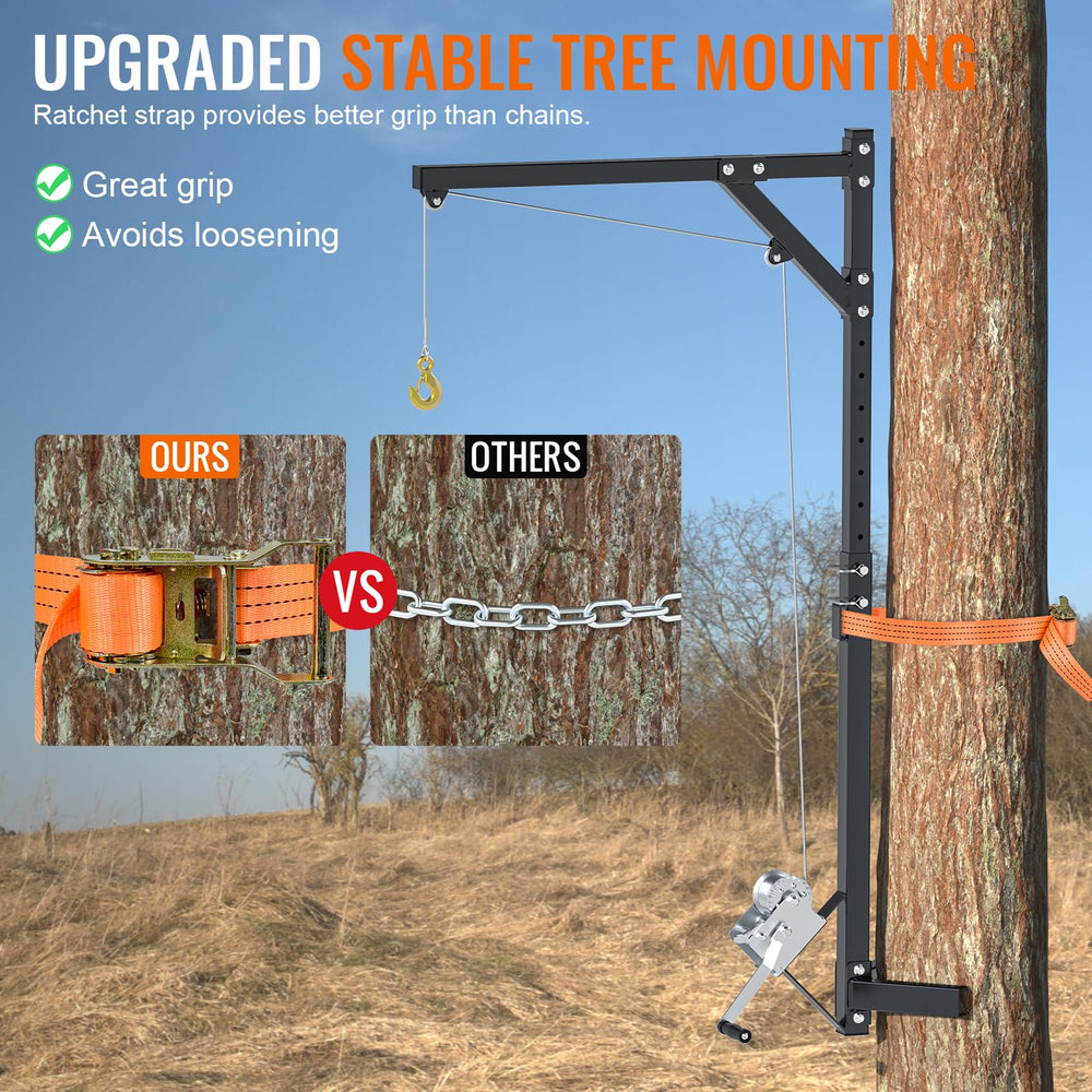 Sulythw deer hoist with 500lbs capacity supports large game safely.