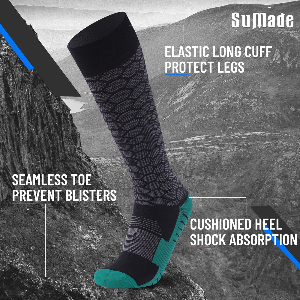 Sumade Waterproof Socks cuff-elastic-fit demonstrates secure, slip-resistant cuff.