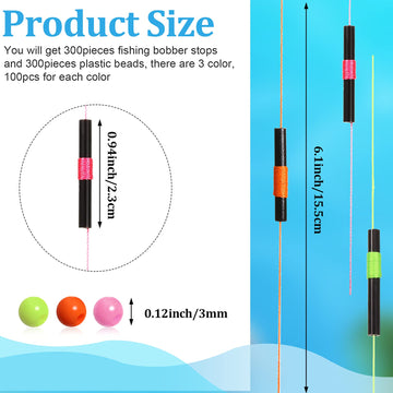 Sumind bobber stops green color with plastic beads, 100 pieces