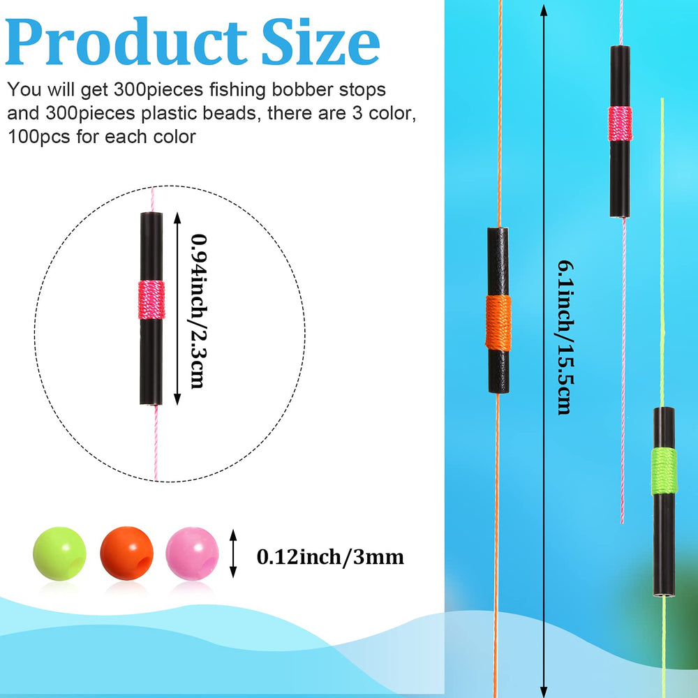 Sumind bobber stops green color with plastic beads, 100 pieces