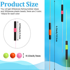 Sumind bobber stops green color with plastic beads, 100 pieces