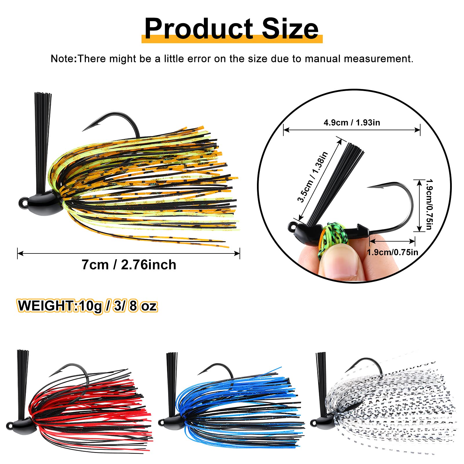 Eight color options for Sumind bass football jigs kit
