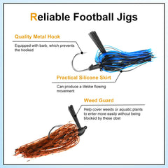 10 g (3/8 oz) metal football jig head with weedless design