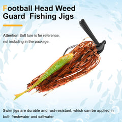 Silicone skirt attached to bass football jig for lifelike movement