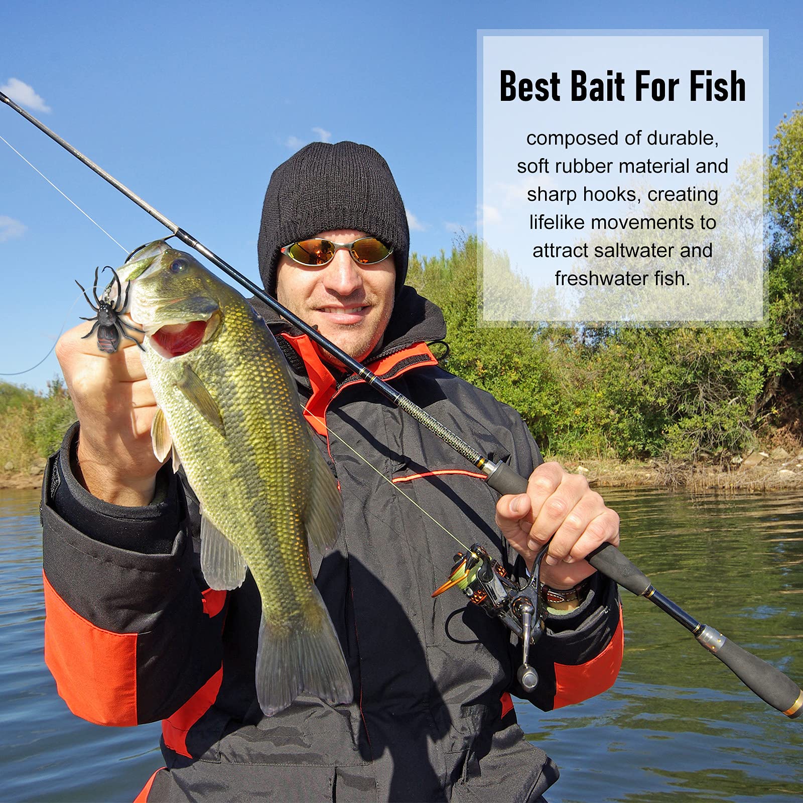 Pack of 4 Sumind spider lures in assorted styles