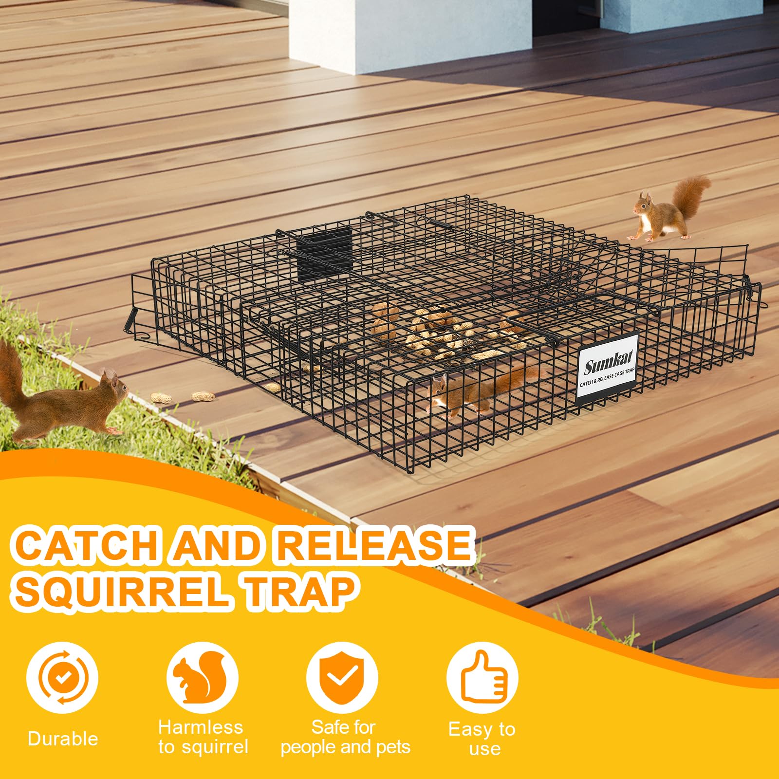 Sumkat Squirrel Trap capacity up to 25 squirrels for large tasks.