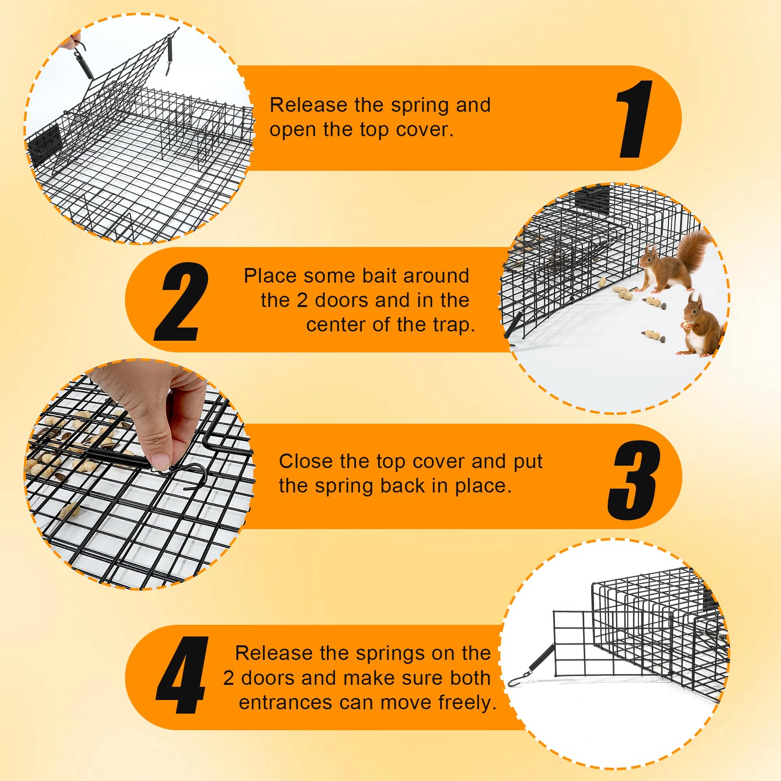 Sumkat Squirrel Trap carrying handles reduce direct contact during transport.