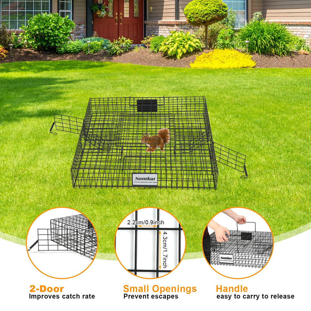 Sumkat Squirrel Trap durable metal wire resists chewing and weather wear.