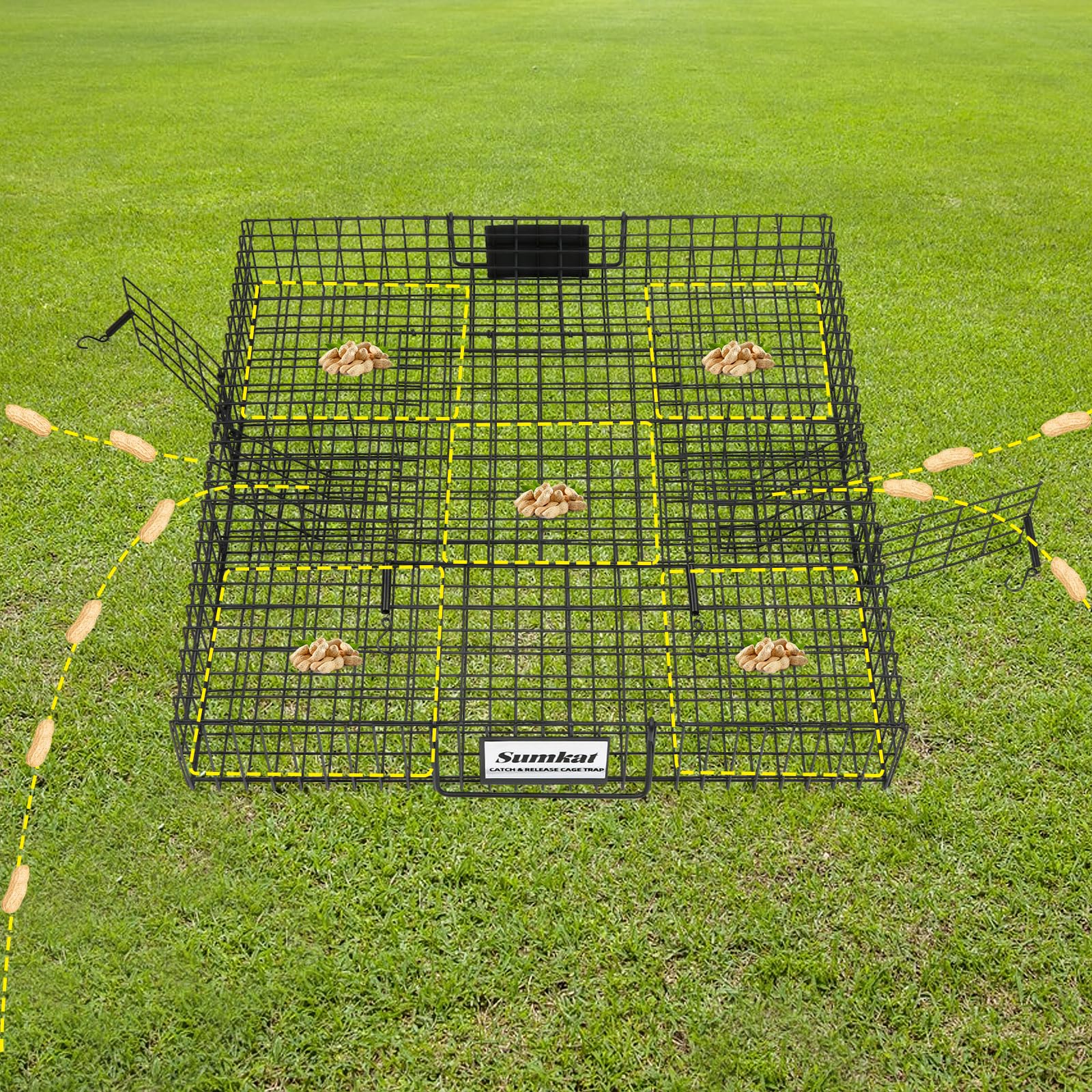 Sumkat Squirrel Trap two-door system enables quick access for multiple captures.