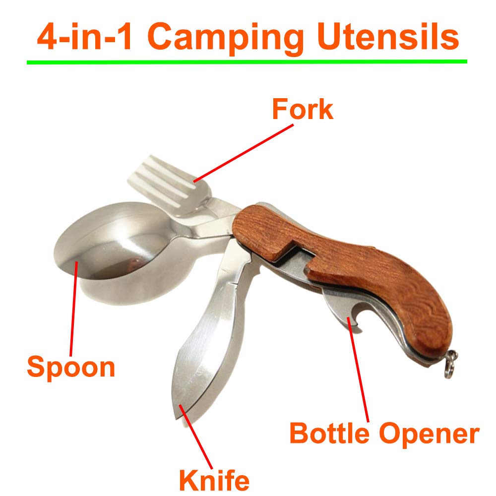 Summer HHouse 4in1 camping utensils with detachable halves for flexible dining.