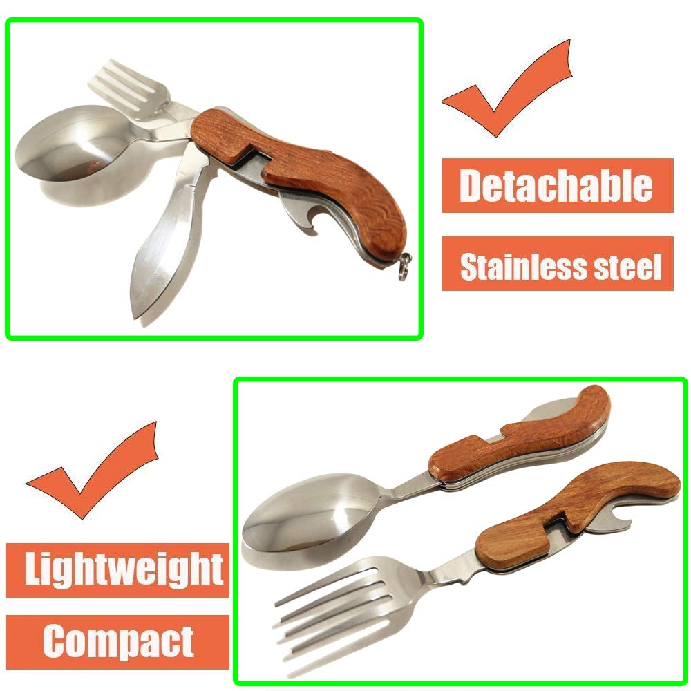 Summer HHouse 4in1 camping utensils knife, fork, spoon ready outdoors.