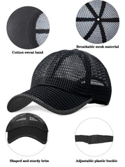 Close-up of breathable polyester mesh fabric on cap