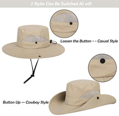 Wide 3.5-inch brim sun hat with breathable mesh panels