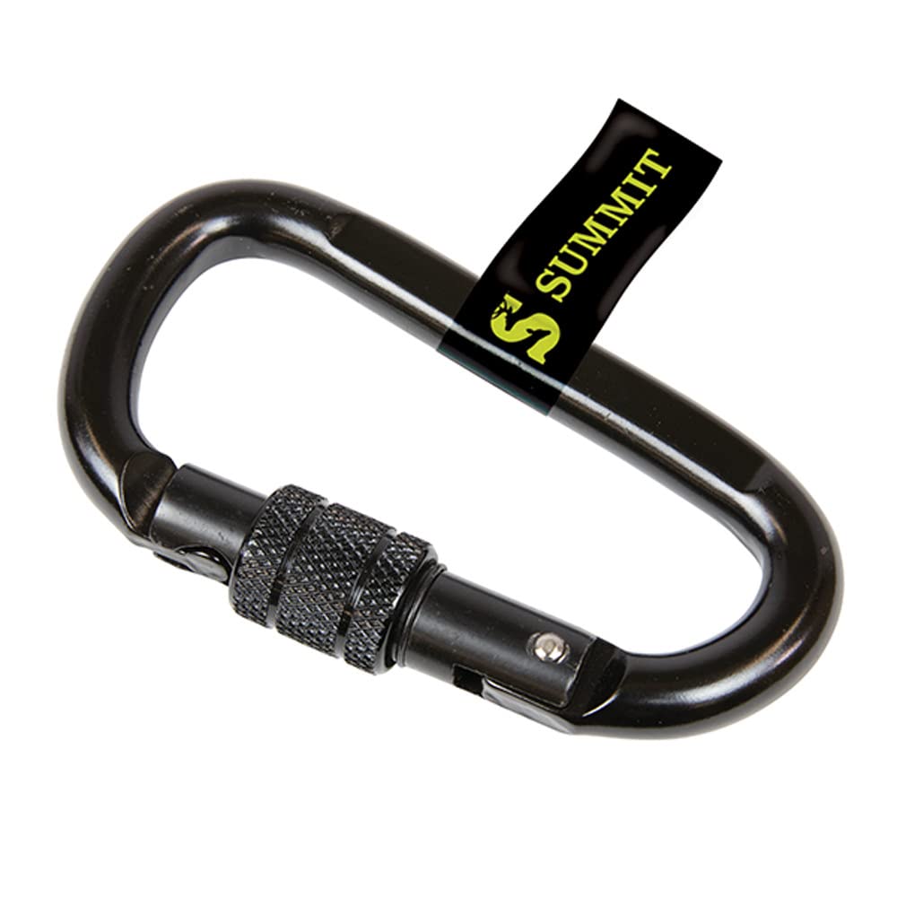 Summit Treestands locking carabiner close-up, secure tether connection