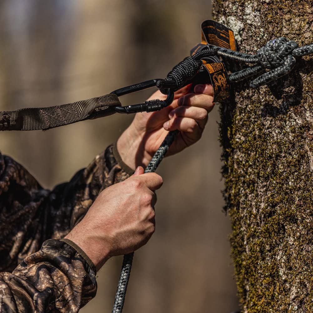 Summit Treestands carabiner in use, twist-lock for reliable protection