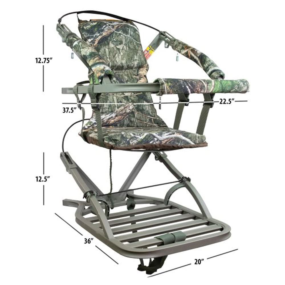 Summit Treestands Viper SD adjustable plush seat enhances all-day comfort.