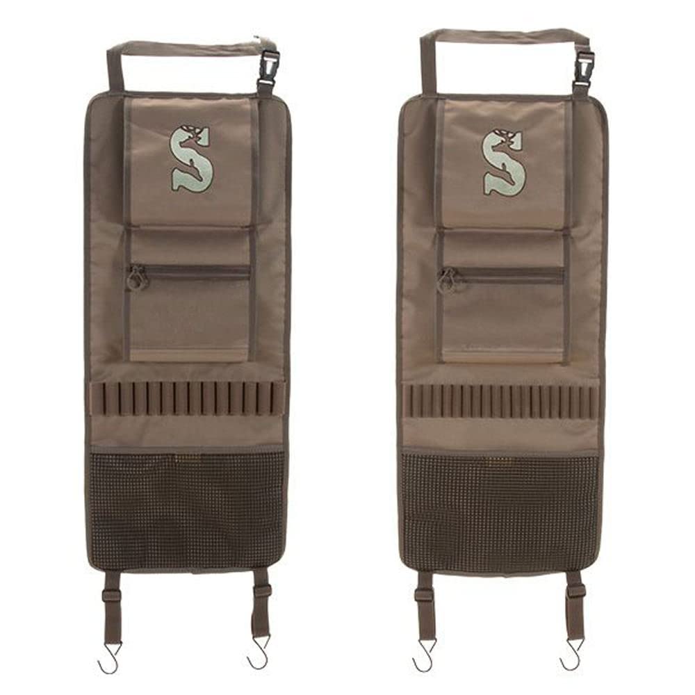 Summit Treestands Seat Back Organizers attached to two headrests for organized storage.