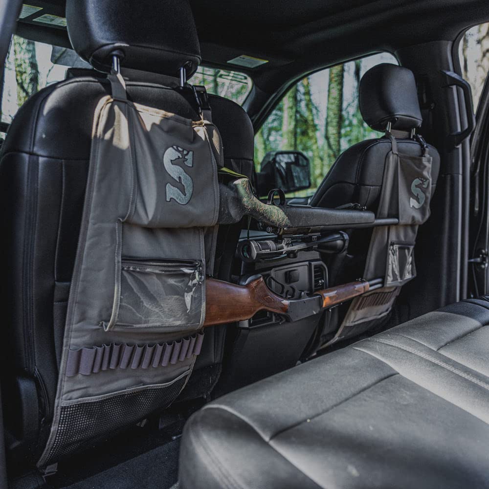 Summit Treestands Seat Back Organizers' mesh pockets store gloves and calls.