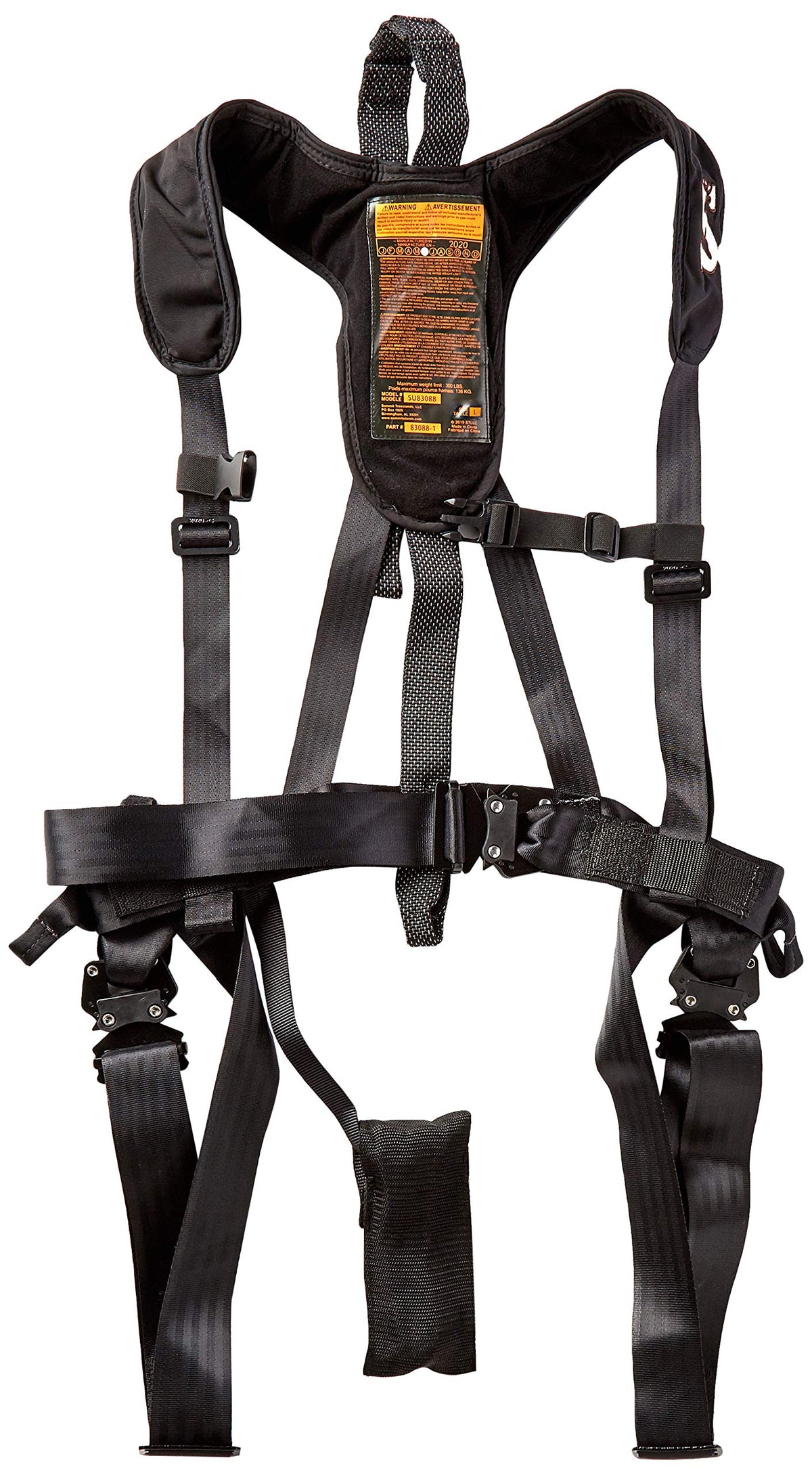 Summit Treestands sport safety harness with padded shoulders for comfortable all-day wear.