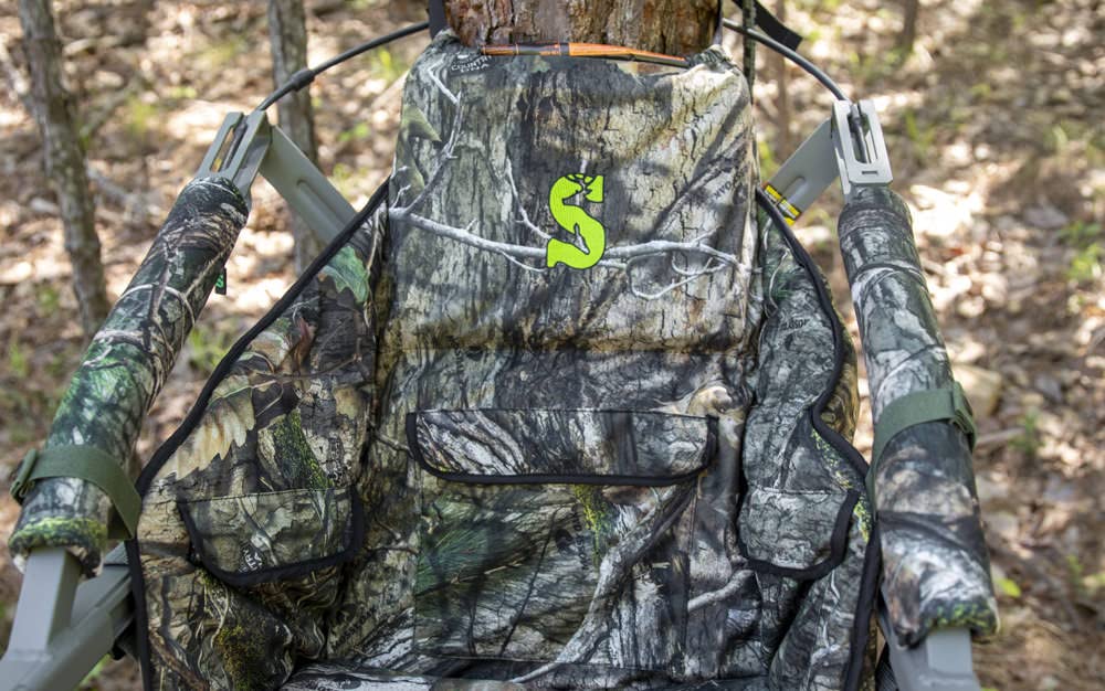 Summit Treestands Surround Seat quick-release buckles simplify removal and transfer