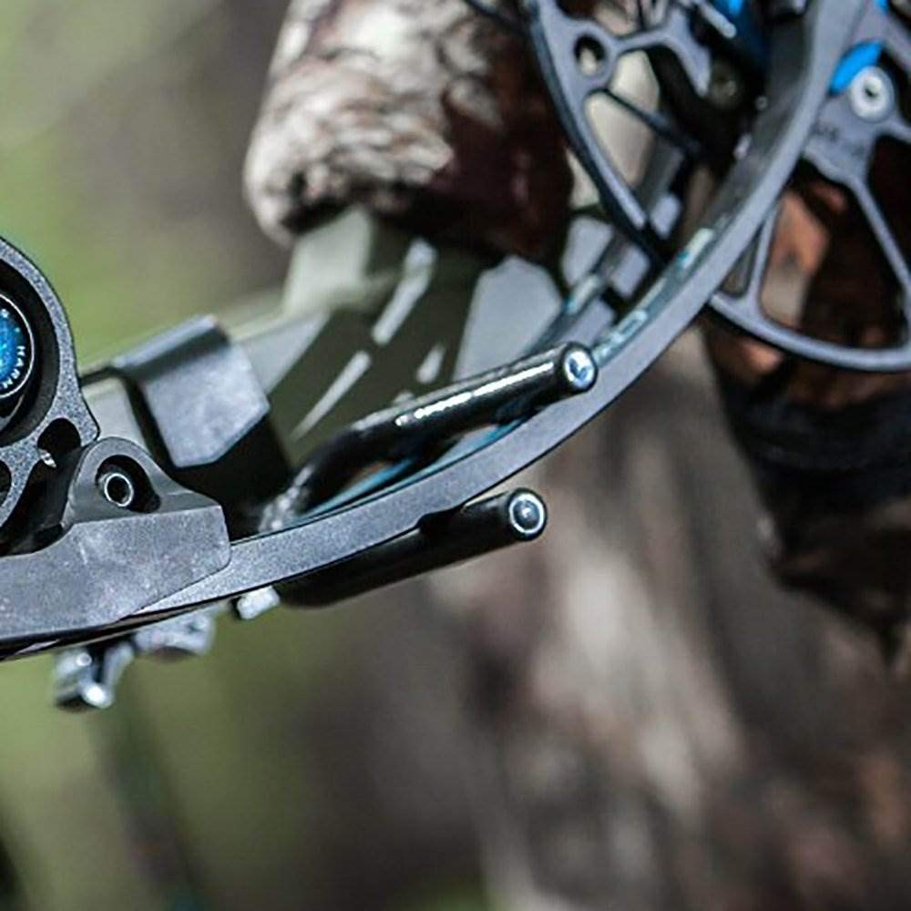 Metal bow holder with rubber coating for grip and dampening
