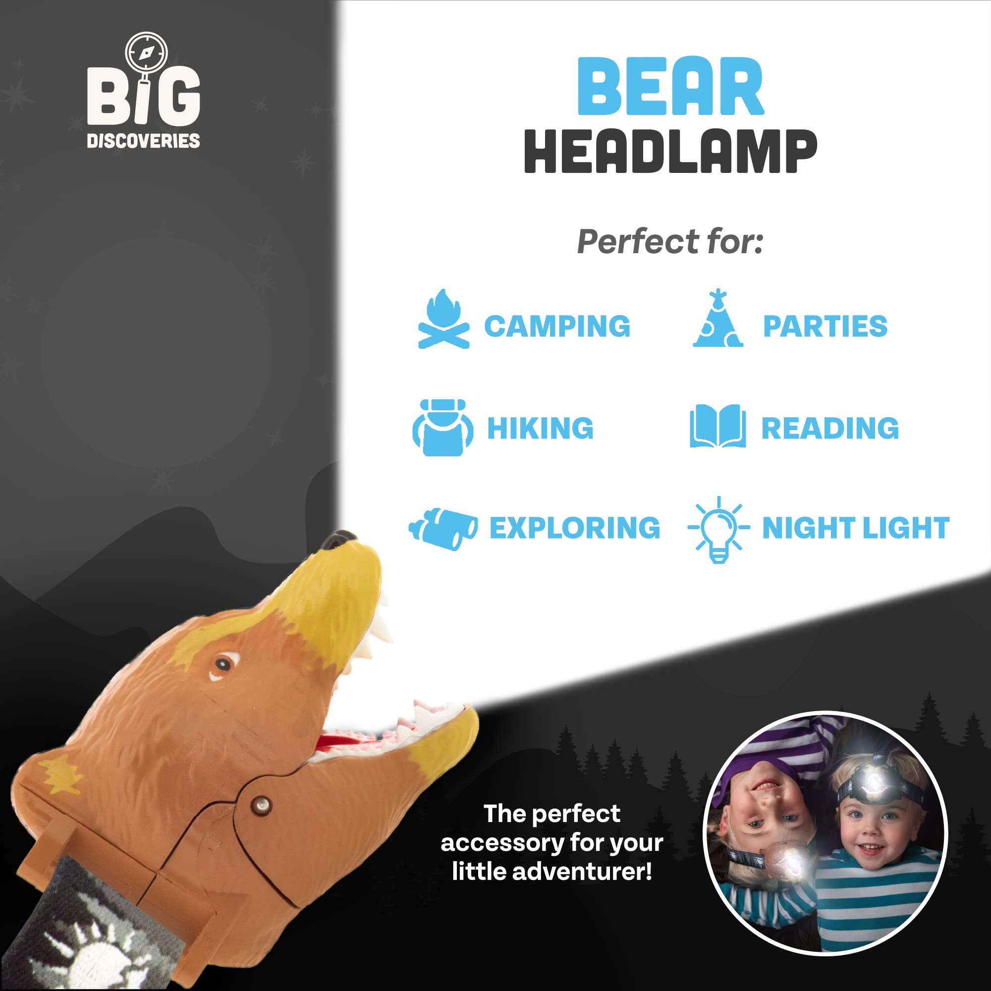 Sun Company Big Discoveries headlamp light-only mode for quiet nighttime reading
