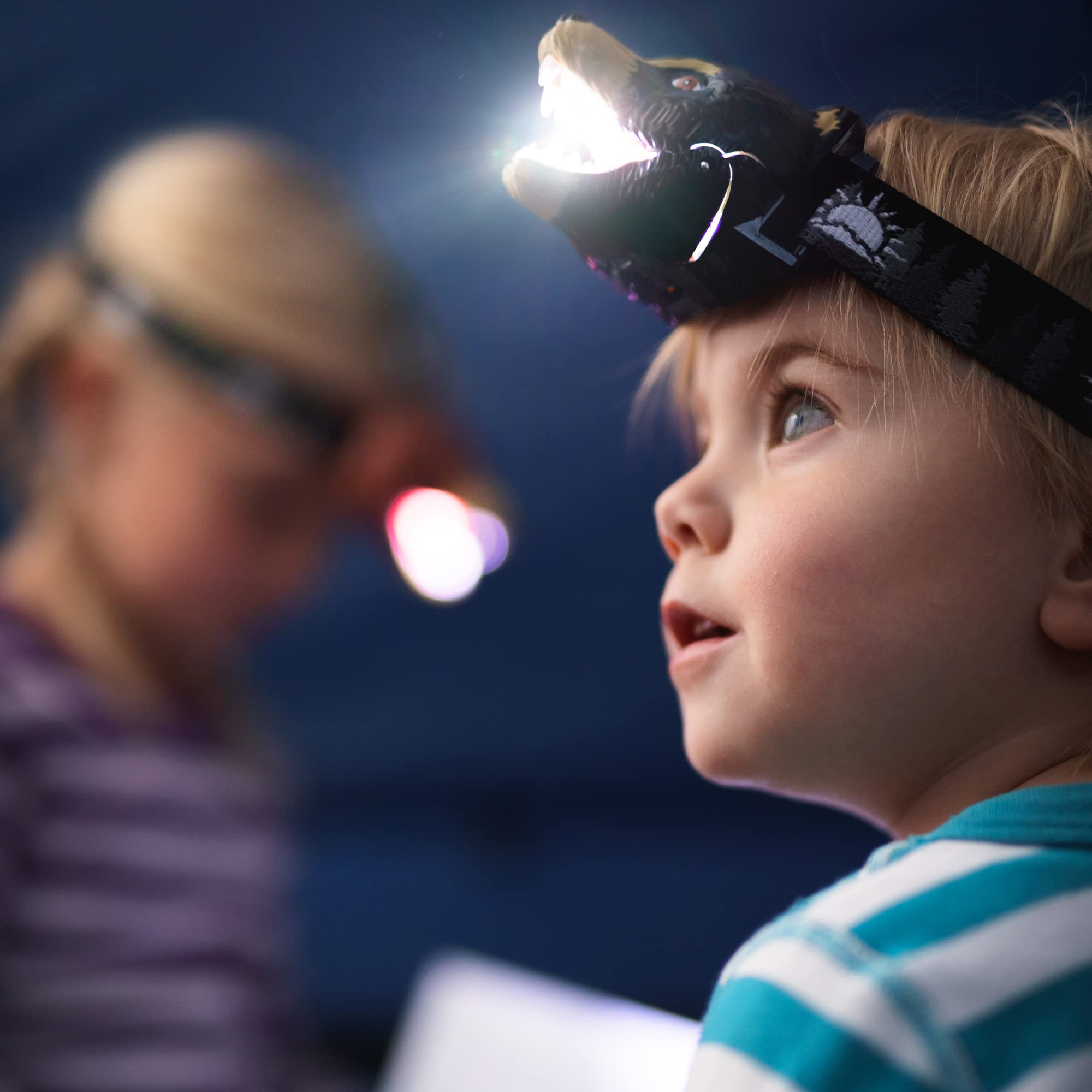 Sun Company Big Discoveries Bear Headlamp mouth action demonstrates roar activation