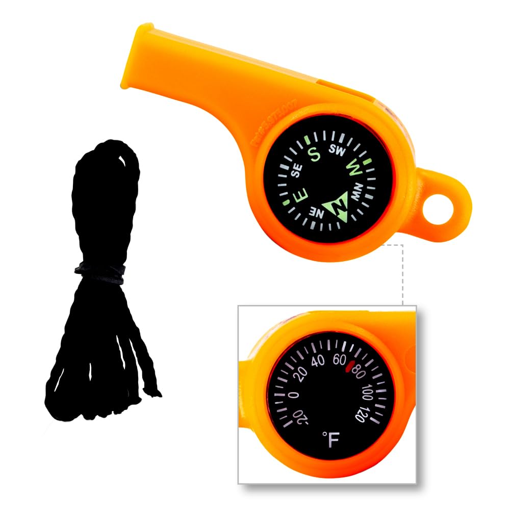 Sun Company TripleWhistle compass luminous for easy navigation in low light.