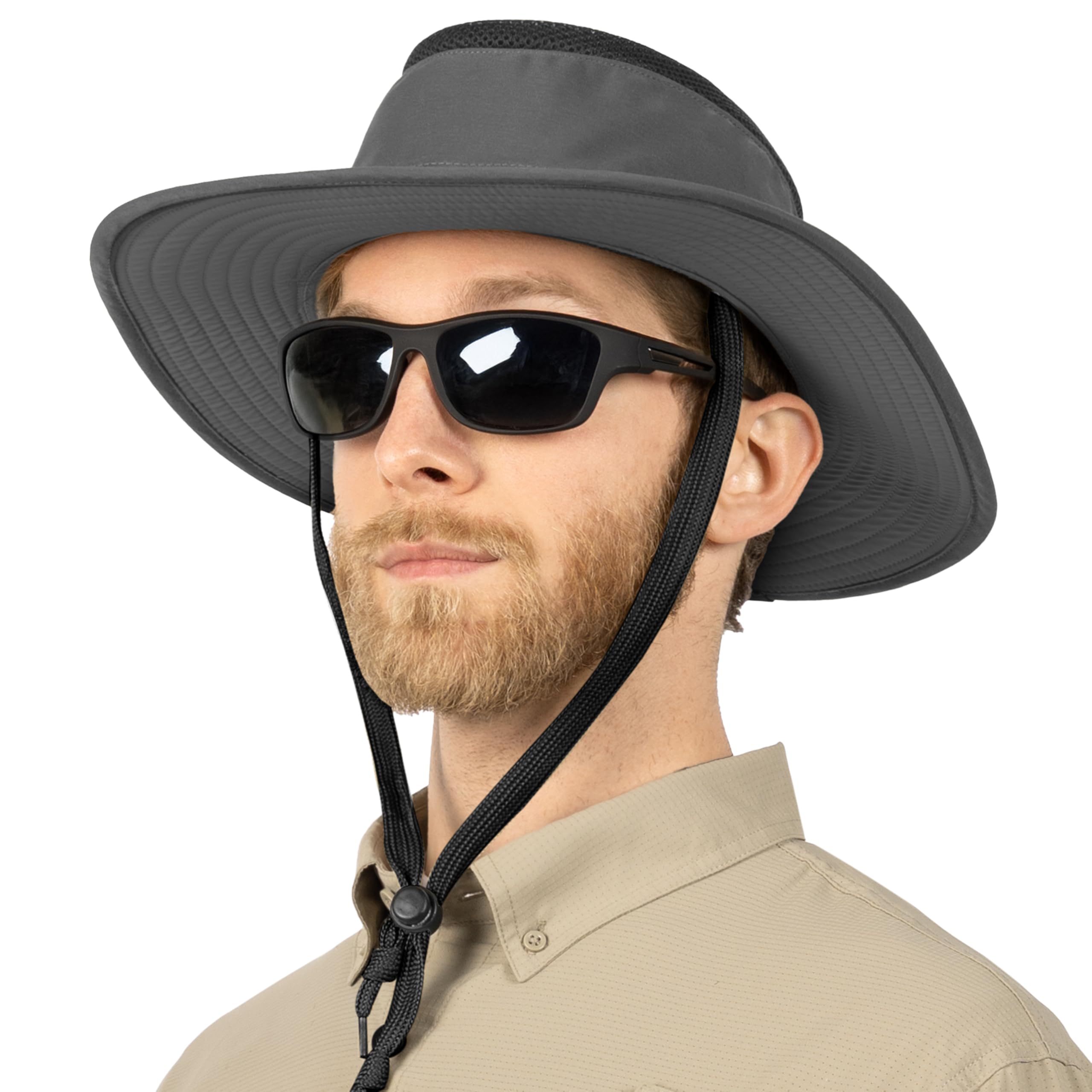 SUN CUBE adjustable chin strap hat keeps hat secure on windy days.