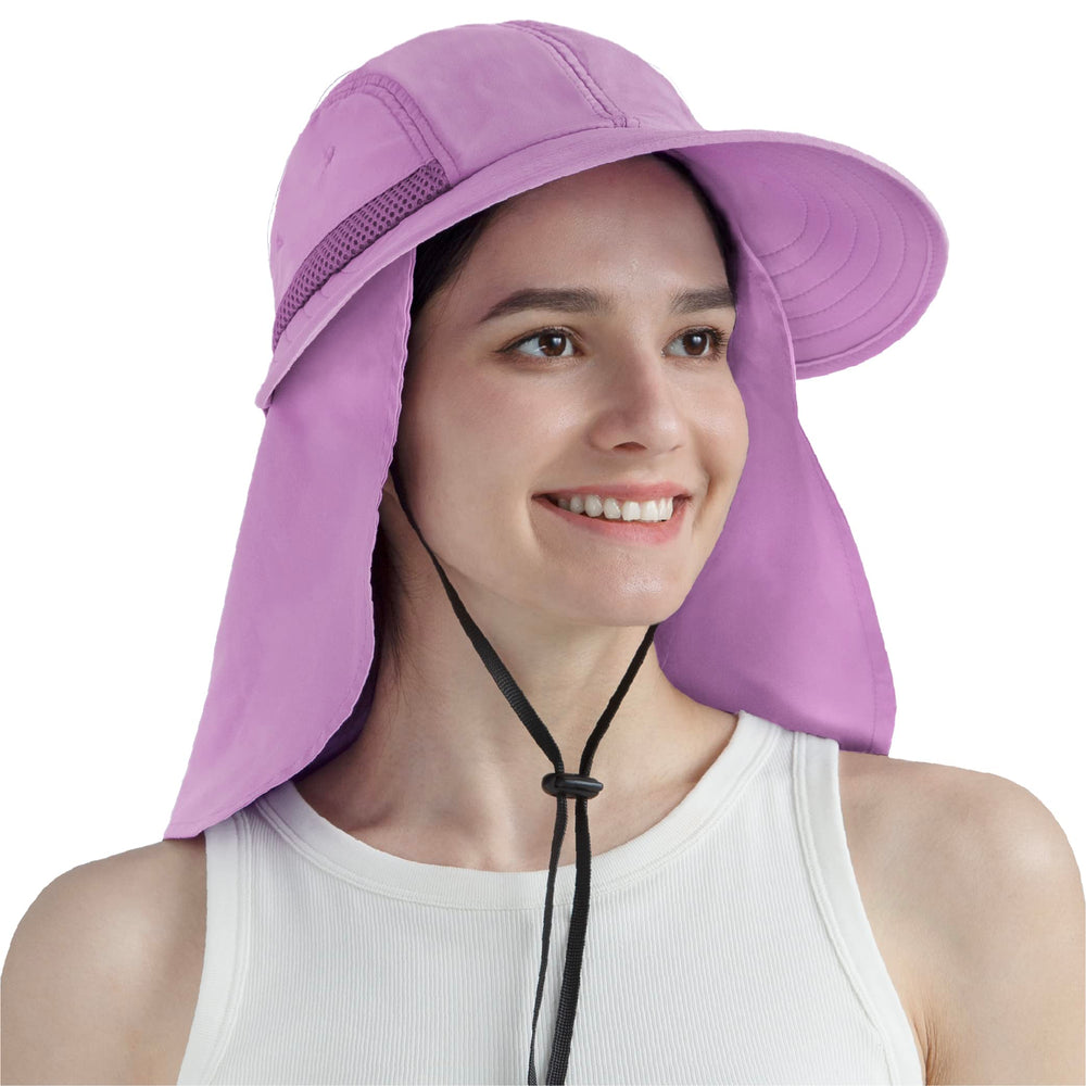 SUN CUBE adjustable chin strap keeps hat secure on windy days.