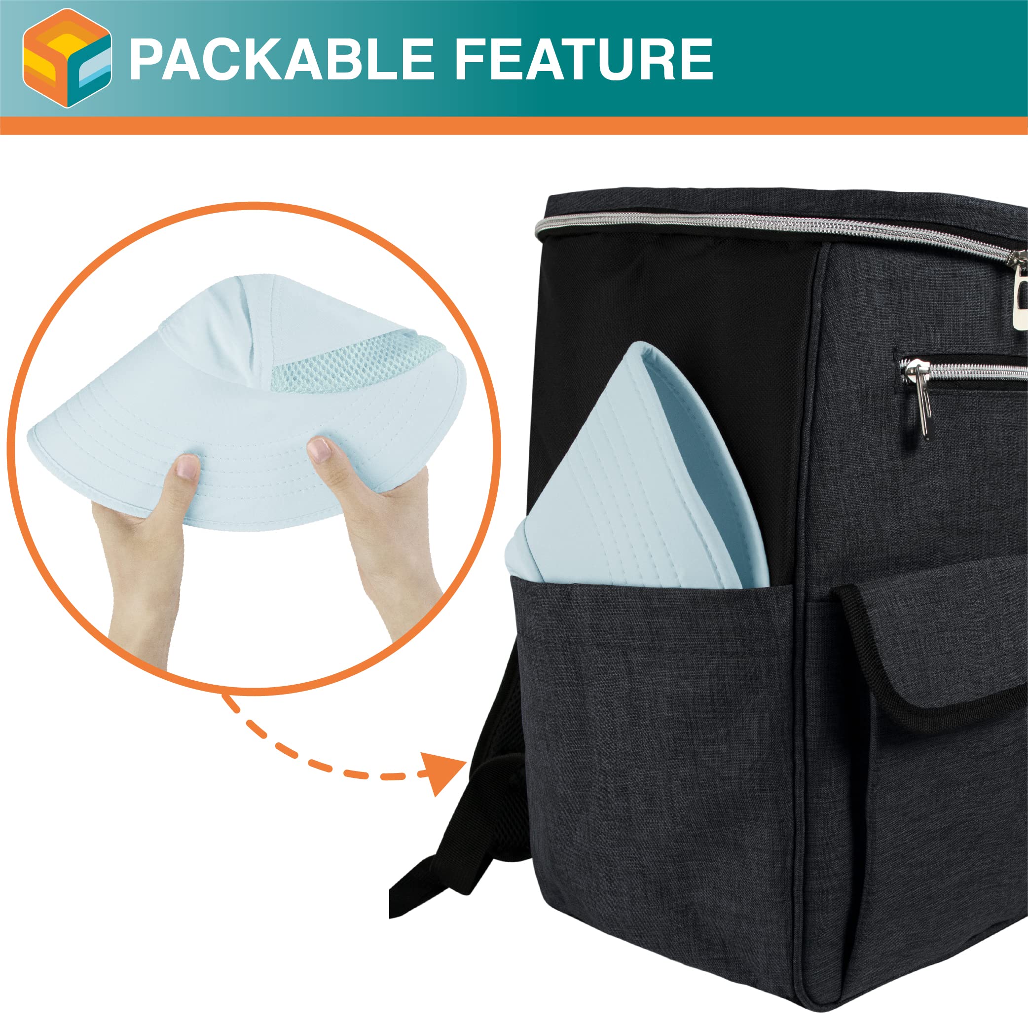 SUN CUBE breathable mesh panels promote airflow on warm walks.