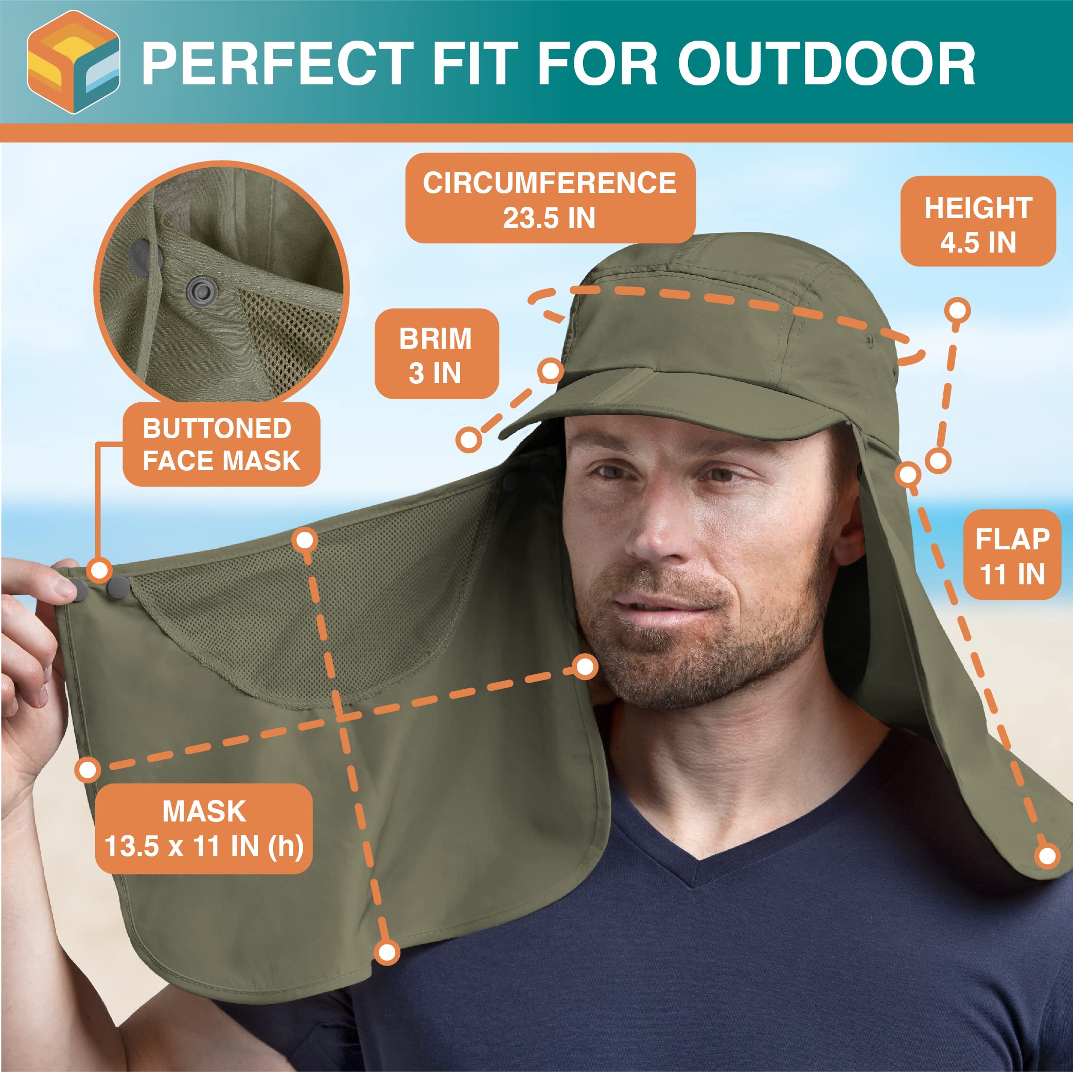 Breathable mesh side panels on SUN CUBE hat promote airflow.