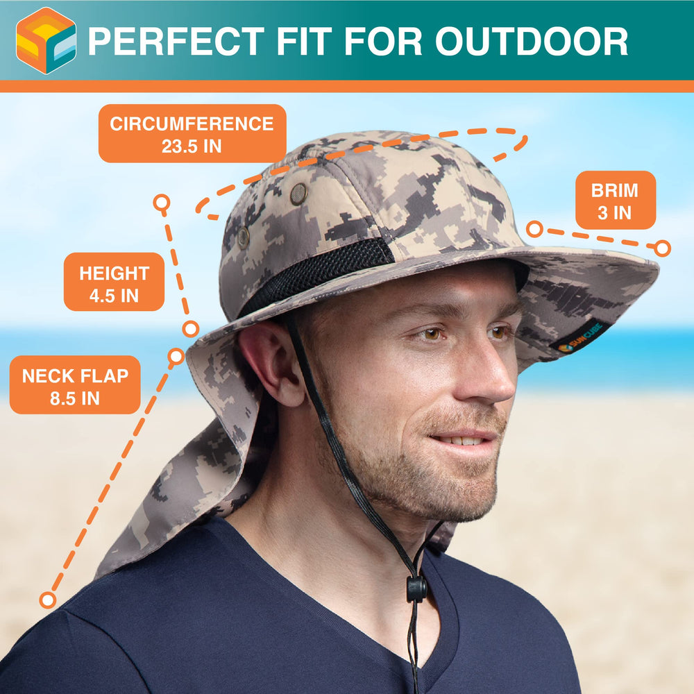 SUN CUBE breathable vented design keeps head cool in heat.