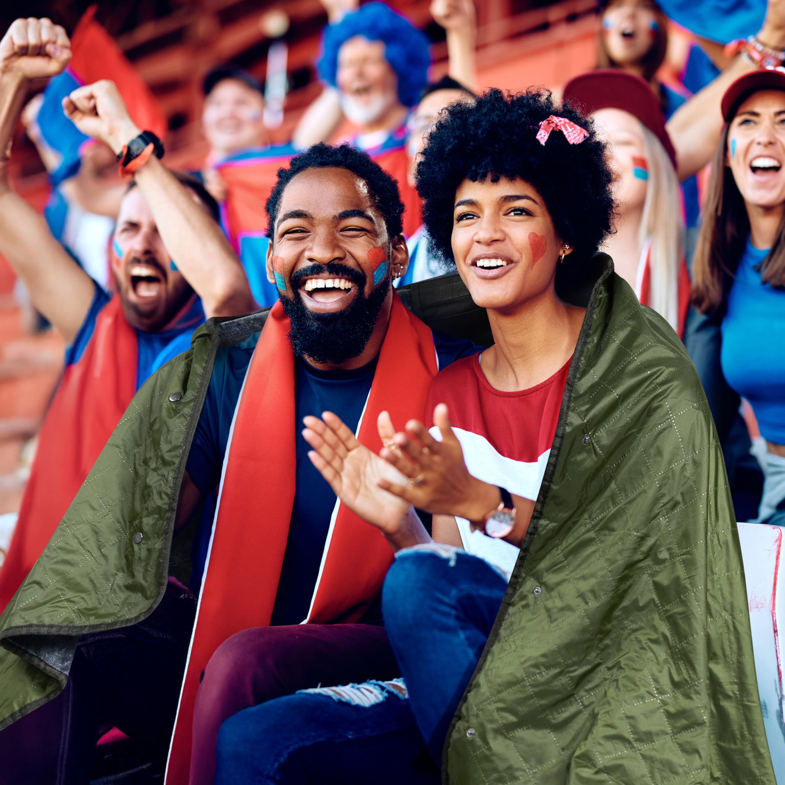 SUN CUBE concert-ready blanket folds with strap for easy carrying.
