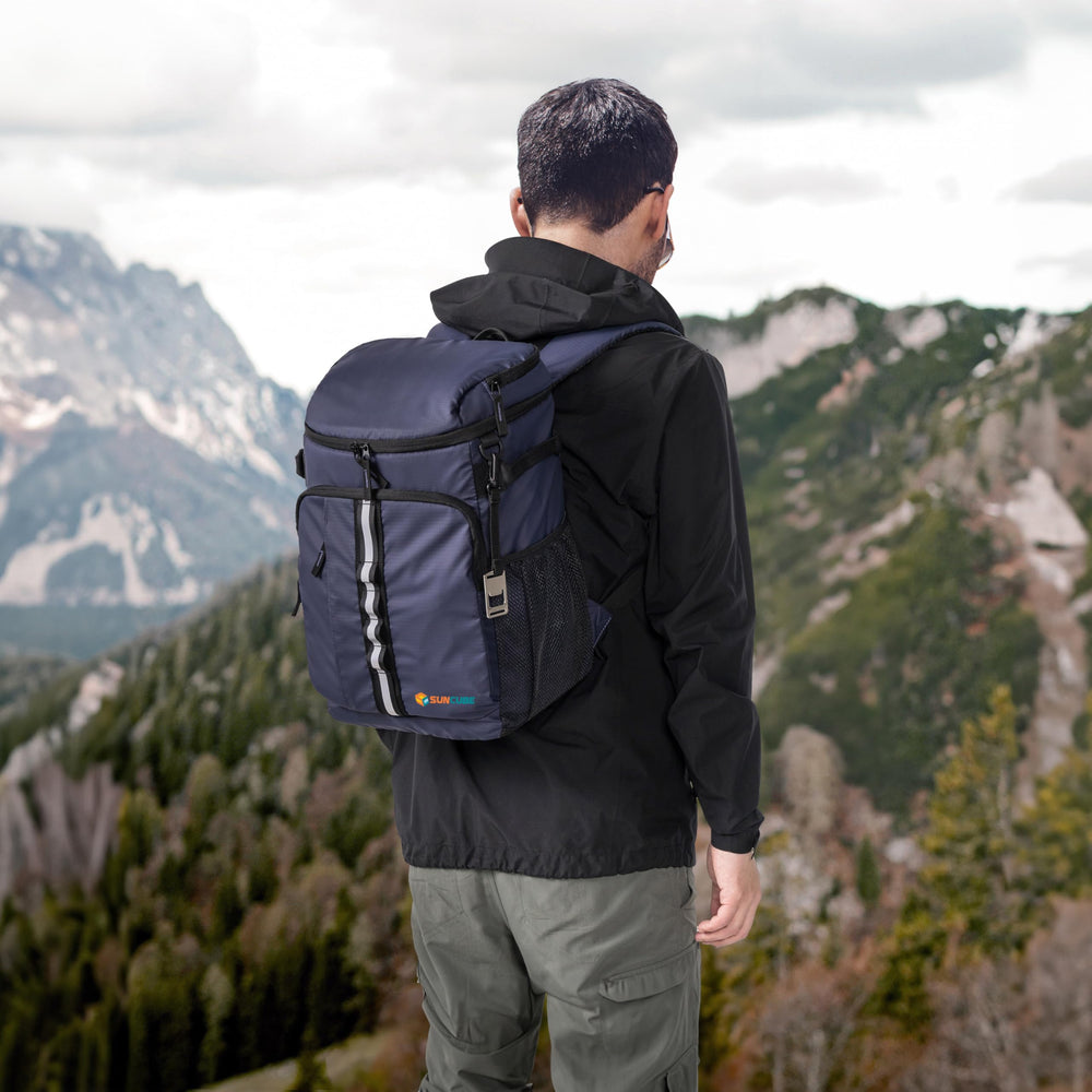 SUN CUBE reflective strap enhances visibility during evening outings.